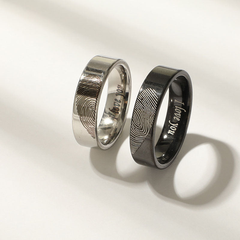 Damen Eheringe mit einzigartiger Fingerabdruckgravur und emotionaler Botschaft Shop Nory