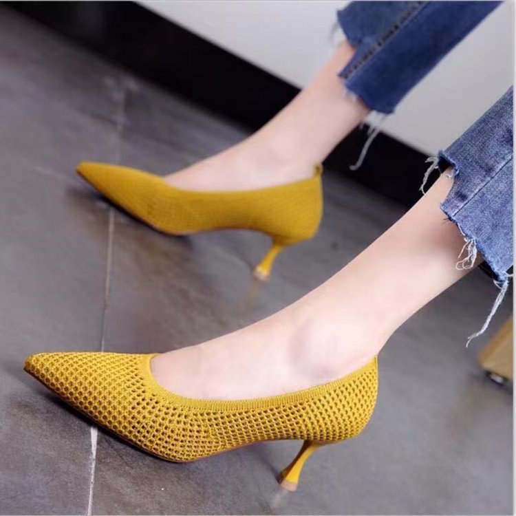 Damen elegante Spitzen-Pumps mit perforiertem Obermaterial