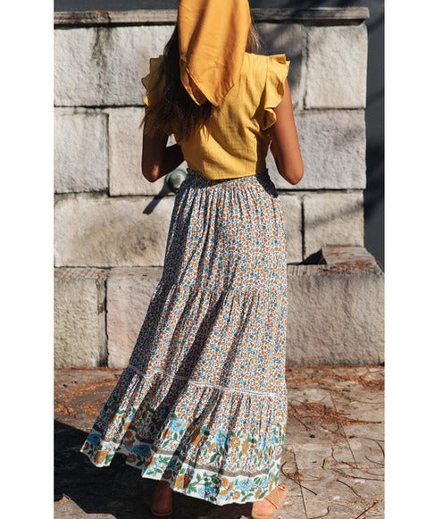 Damen Maxi-Rock aus floraler Baumwolle