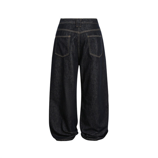 Damen hochtaillierte Baggy-Jeans in Ballonform mit sichtbarer Knopfleiste und markanten Nähten Shop Nory
