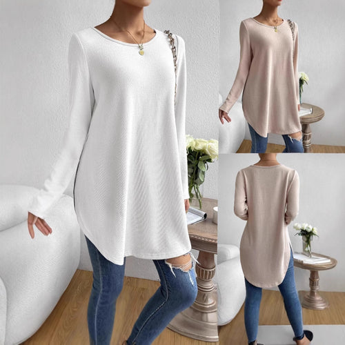 Damen Oversize Longline Feinstrick-Tunika mit Rundhalsausschnitt Shop Nory