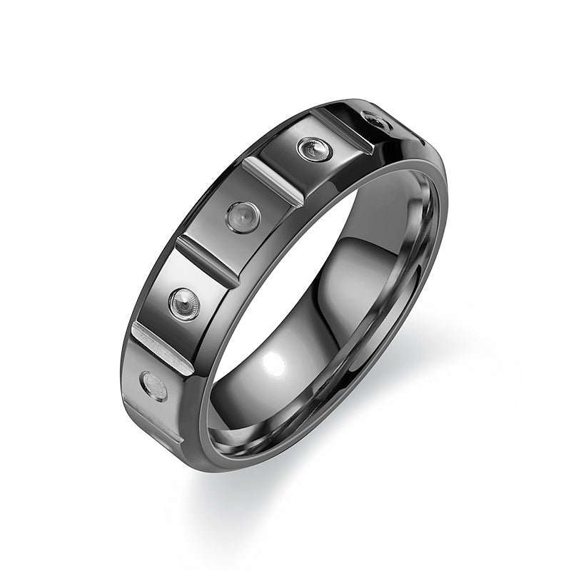 Herren Ring mit modernem, strukturiertem Design und funkelnden Akzenten Shop Nory