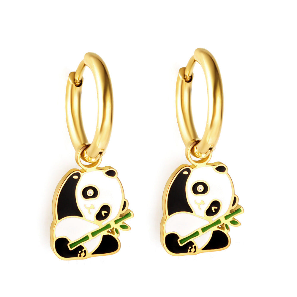 Damen Hängende Ohrringe mit farbenfrohem Froschmotiv und goldfarbenem Finish Shop Nory