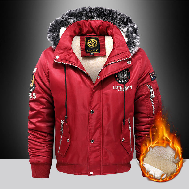 Herren Wattierter Pilotenbomber mit Teddyfleece‑Innenfutter, Kunstfellkapuze und Utility‑Taschen Shop Nory