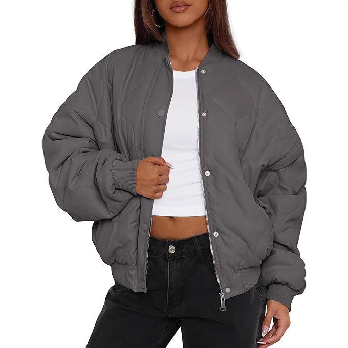 Damen Übergroße Stepp-Bomberjacke mit wattierter Polsterung und Raglanärmeln Shop Nory
