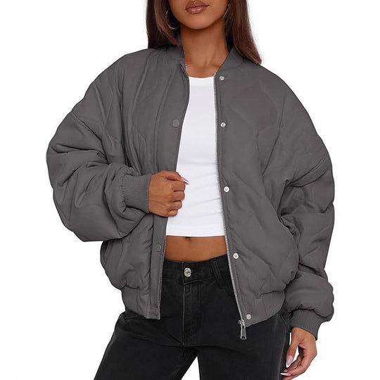 Damen Übergroße Stepp-Bomberjacke mit wattierter Polsterung und Raglanärmeln Shop Nory