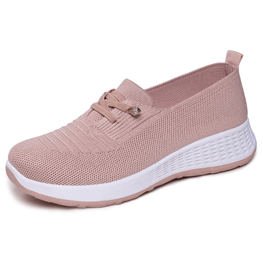 Damen nan leichter gestrickter Slip-On Freizeitschuh mit elastischem Einstieg, dekorativer Zier-Schnürung und dämpfender Leichtprofilsohle Shop Nory