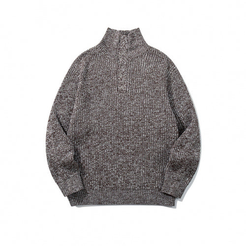 Unisex Grobgestrickter Halfzip-Pullover mit Stehkragen und markanter Rippenstruktur Shop Nory