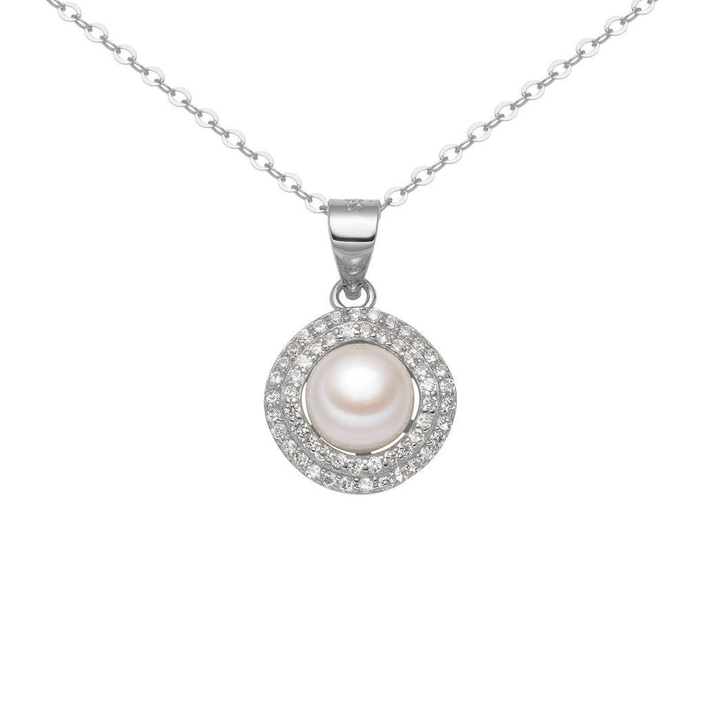 Damen Halskette mit luxuriösem Perlendesign und funkelnden Zirkonia Shop Nory
