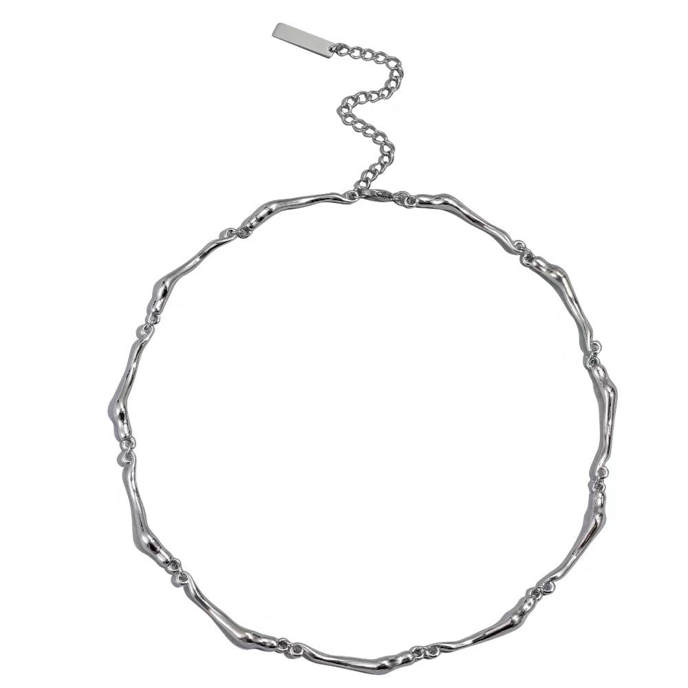 Damen Kette aus hochwertigem Edelstahl mit modernem Wellen-Design Shop Nory