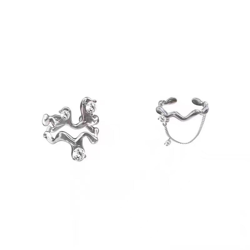 Damen Offener Ring mit elegantem Wellenmotiv und funkelnden Zirkonia Shop Nory