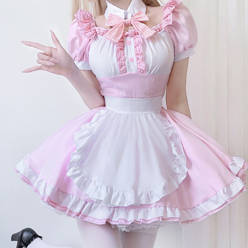 Damen Dienstmädchenkleid mit Rüschendetails und Schleife Shop Nory