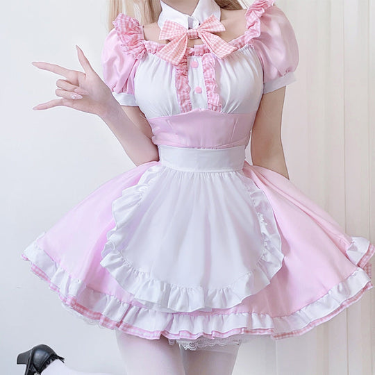 Damen Dienstmädchenkleid mit Rüschendetails und Schleife Shop Nory