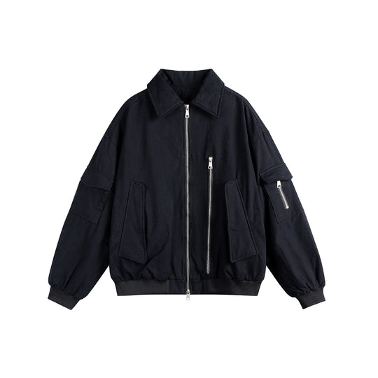 Unisex Boxy Utility-Blousonjacke mit Zip-Details und funktionalen Pattentaschen Shop Nory