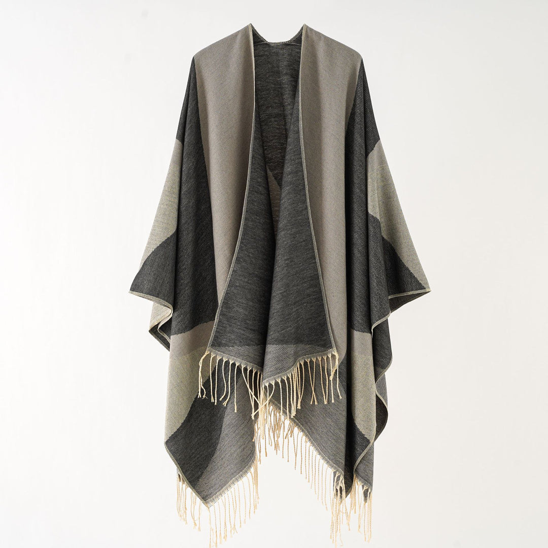 Damen Leichter reversibler Fransen-Umhang aus feiner Wollmischung Shop Nory
