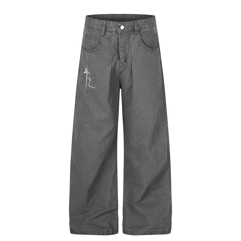 Damen Highwaist Culotte-Jeans mit weitem Bein, hoher Taille und dezenter Stern-Applikation Shop Nory
