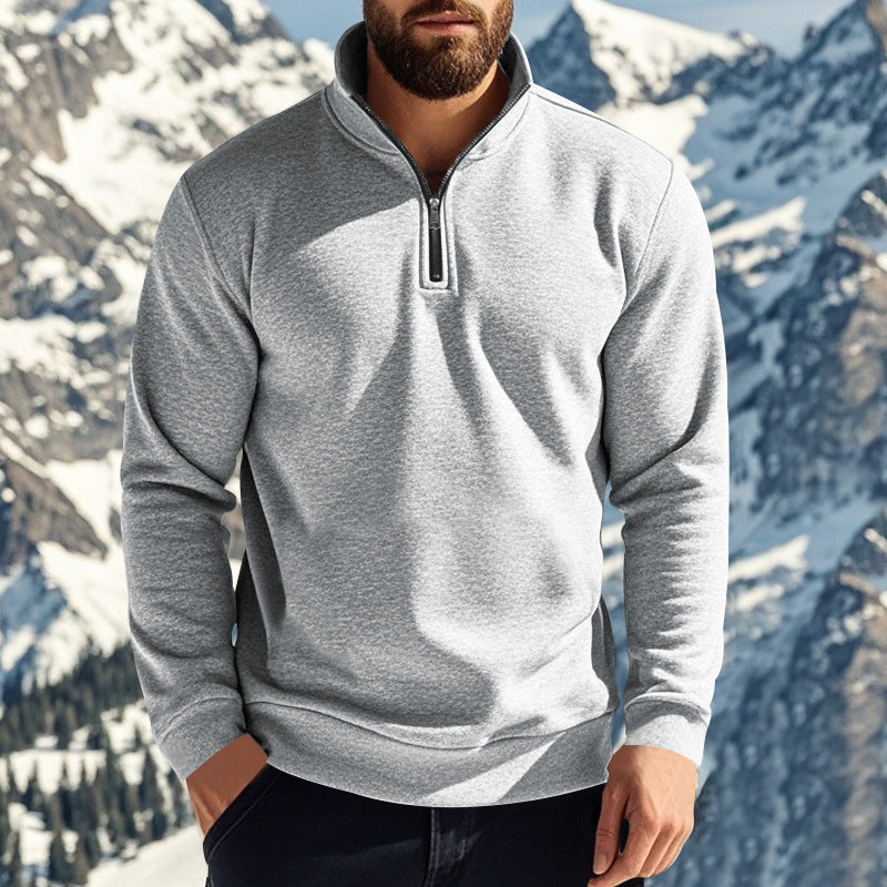 Herren nan komfortables Halbzip-Sweatshirt mit Stehkragen, leicht angerauter Innenseite und geripptem Saum Shop Nory