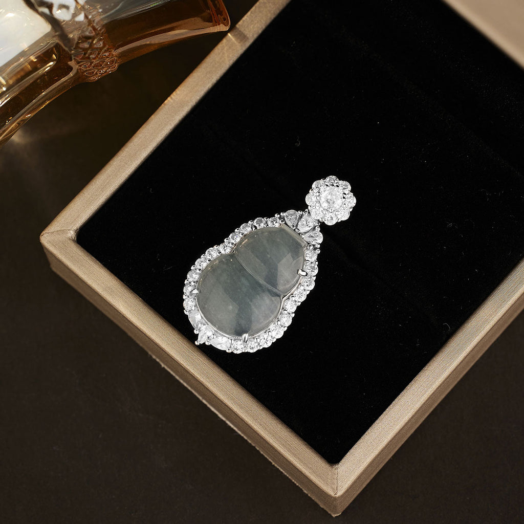 Damen Anhänger-Halskette mit ovalem Edelstein und funkelndem Zirkonia-Rahmen Shop Nory