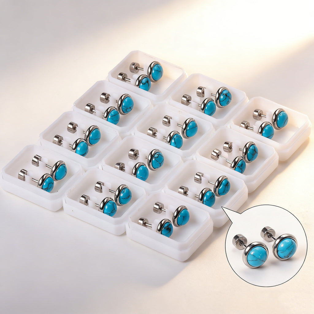Damen Ohrstecker mit hochglänzendem Goldrahmen und buntem Stein Shop Nory