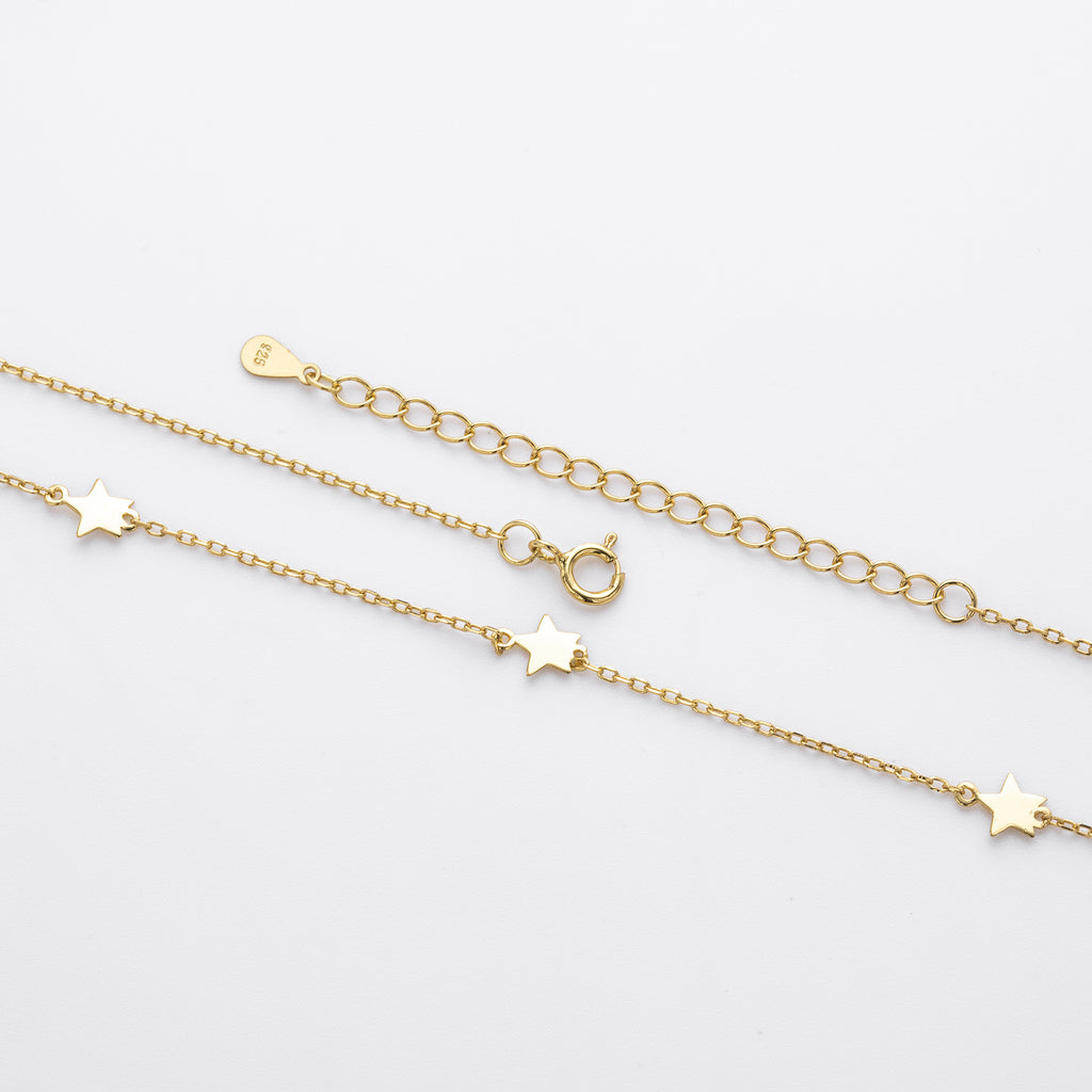 Damen Halskette mit funkelnden Sternenanhängern aus 925 Sterling Silber Shop Nory