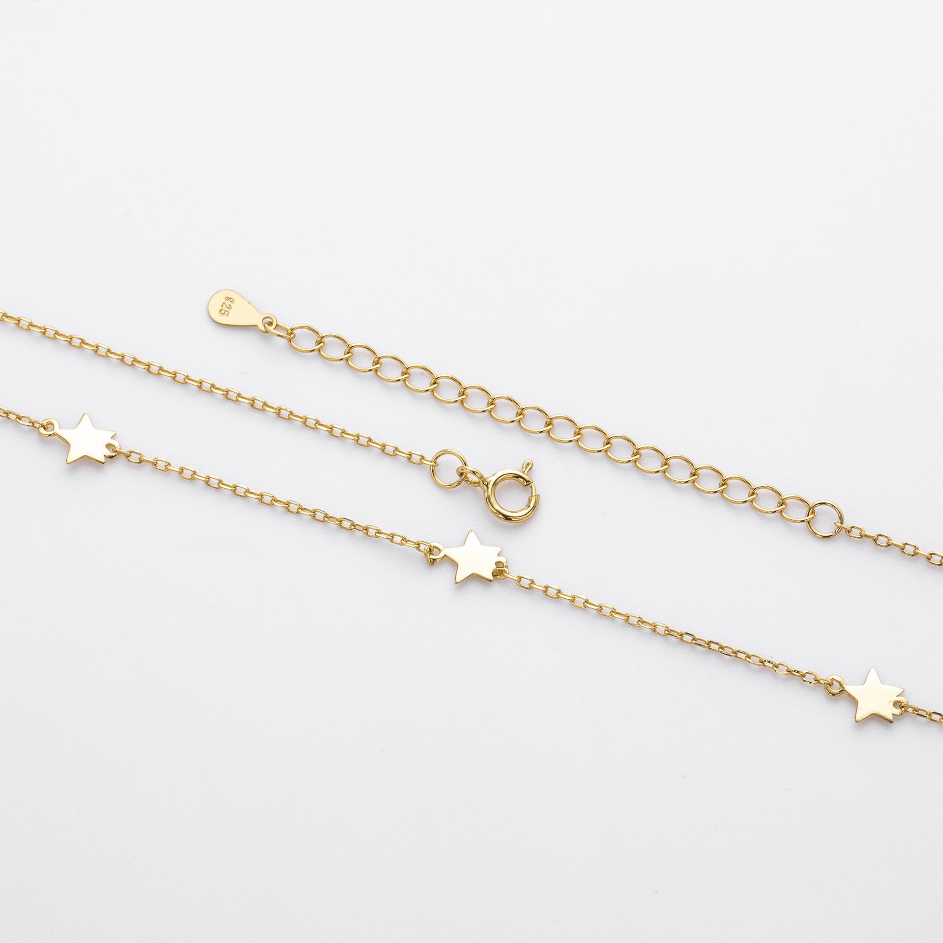 Damen Halskette mit funkelnden Sternenanhängern aus 925 Sterling Silber Shop Nory