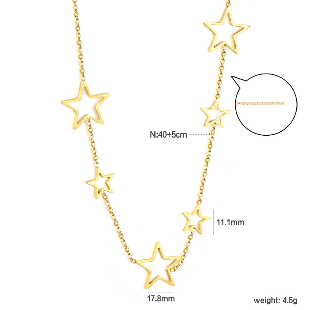 Damen Halskette mit modernen Sternanhängern und verstellbarer Kettenlänge Shop Nory