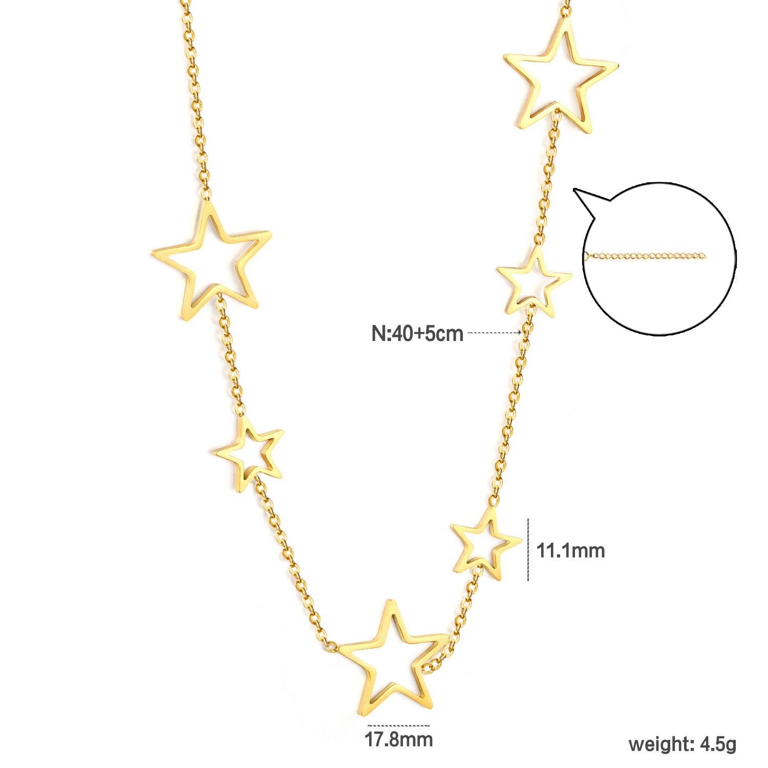 Damen Halskette mit modernen Sternanhängern und verstellbarer Kettenlänge Shop Nory