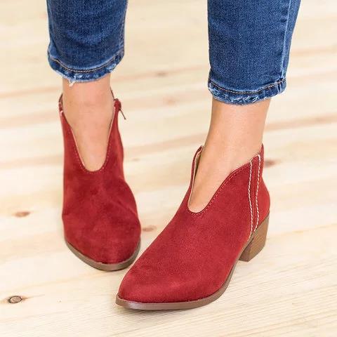 Damen Kurzschaft‑Stiefelette mit V‑Cut spitzer Vorderkappe und seitlichem Reißverschluss Shop Nory