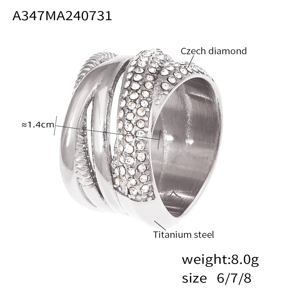 Damenring mit kunstvollem Zirkonbesatz aus hochwertigem Titanstahl Shop Nory