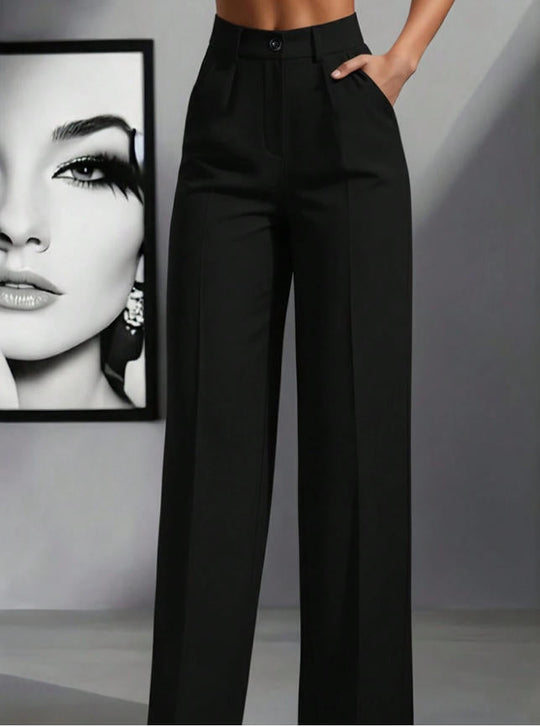 Damen elegante weite Bundfaltenhose