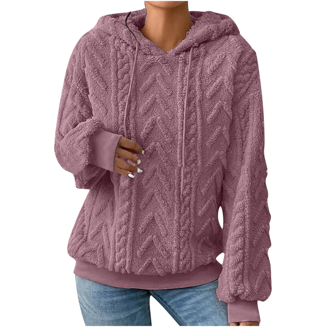 Damen nan kuscheliger Kapuzenpullover mit Zopfmuster Eingrifftaschen und Rippbündchen Shop Nory
