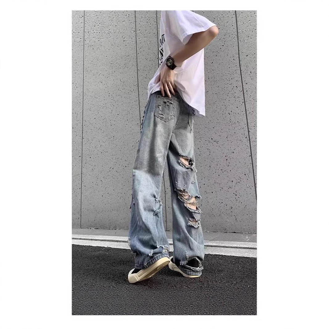 Damen Modische Destroyed Baggy-Jeans Shop Nory