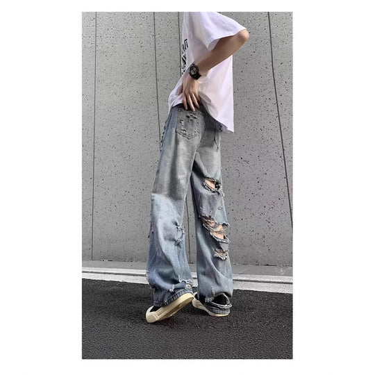 Damen Modische Destroyed Baggy-Jeans Shop Nory