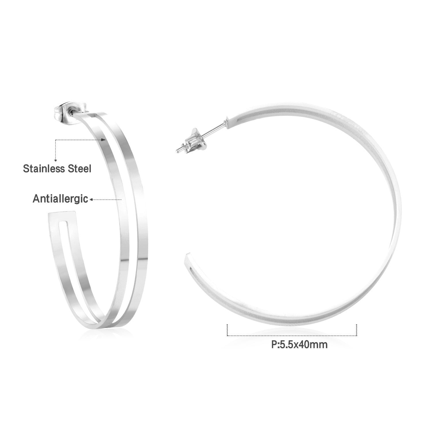 Damen elegante Creolen aus hochwertigem Edelstahl mit goldplattierter Oberfläche Shop Nory