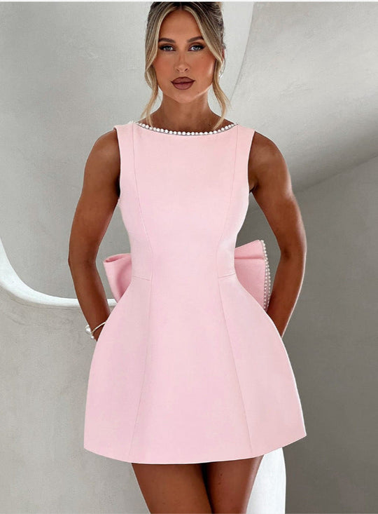 Damen Elegantes skulpturales Minikleid mit Perlenverzierung