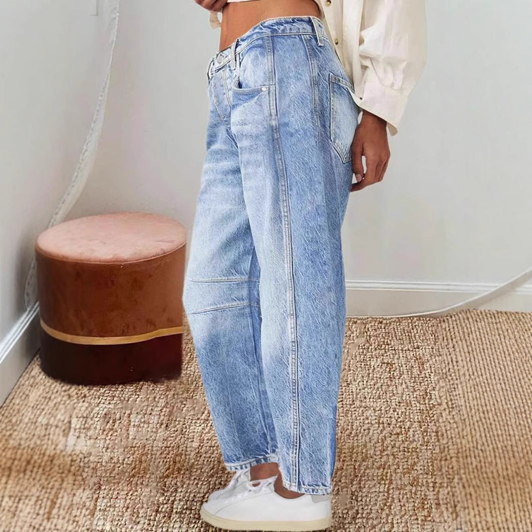 Damen Hoch Taillierte Baggy Jeans