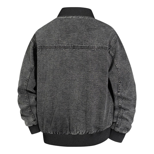 Herren Denim-Bomberjacke mit Rippkragen und Druckknopfverschluss Shop Nory