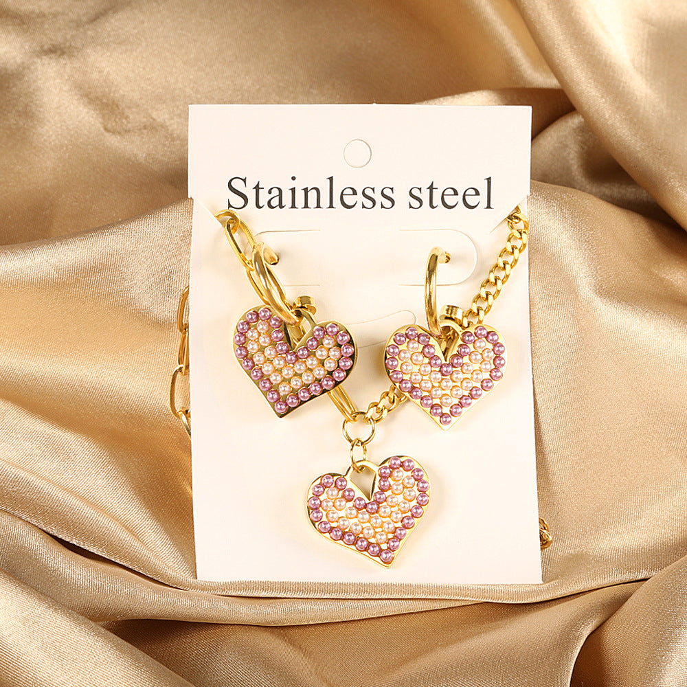 Damen Edelstahl Schmuckset mit quadratischem Anhänger und passenden Ohrringen Shop Nory