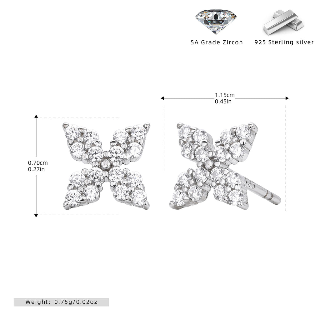 Damen Ohrstecker mit funkelnden Zirkonblüten aus 925 Sterling Silber Shop Nory