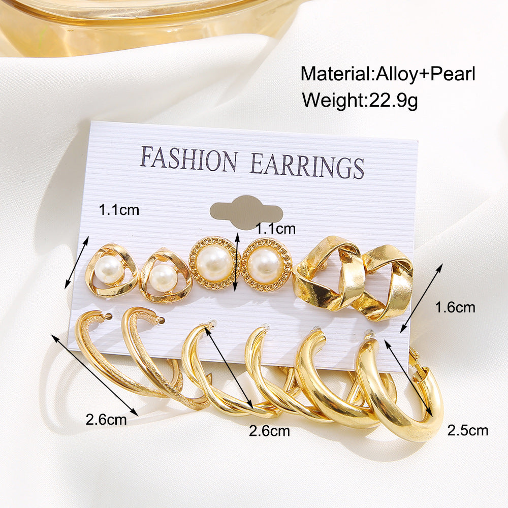Damen Ohrstecker-Set mit eleganten Perlen- und geometrischen Designs Shop Nory