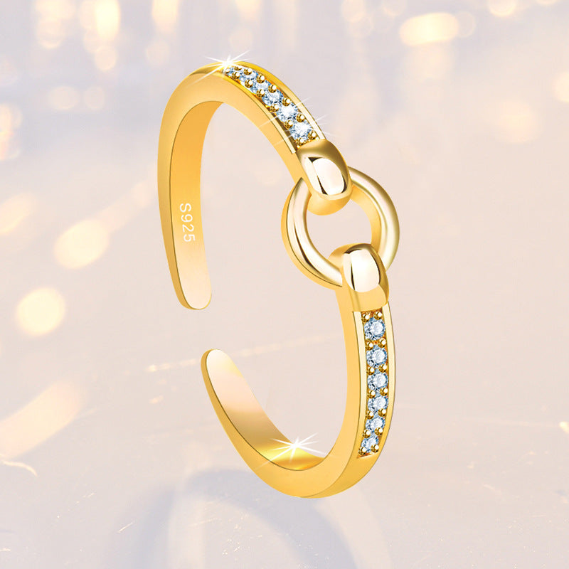 Damen Offener Ring mit funkelnden Zirkonia und eleganter Silberverarbeitung Shop Nory