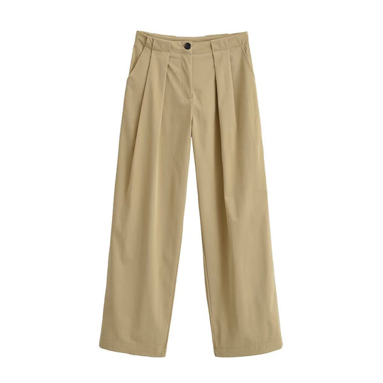 Damen Weite High Waist Hose mit Bundfalten, Bügelfalte und Eingrifftaschen Shop Nory