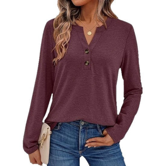Damen Langarmshirt mit Knopfdetails