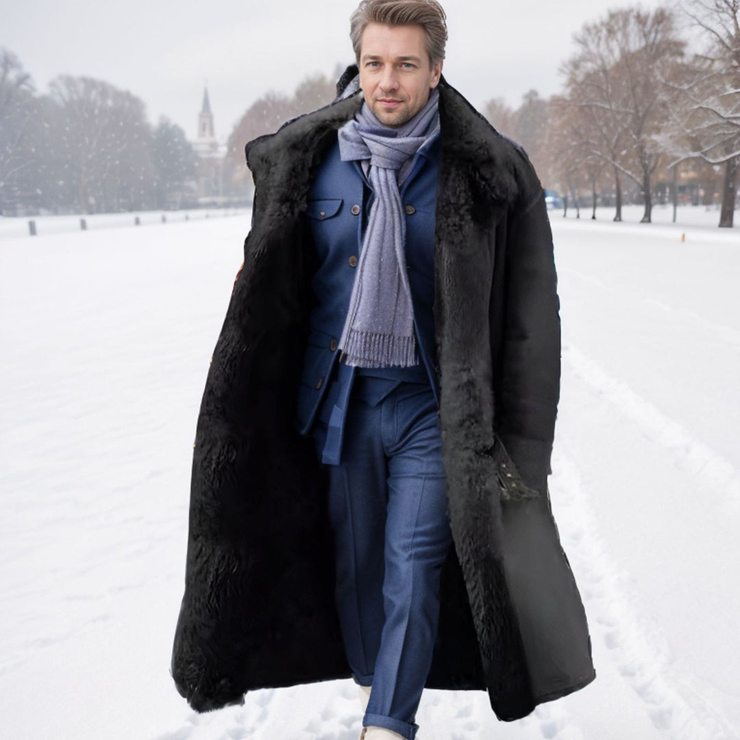 Herren Langer Relaxed-Fit Mantel mit Teddykragen und verdeckter Knopfleiste Shop Nory