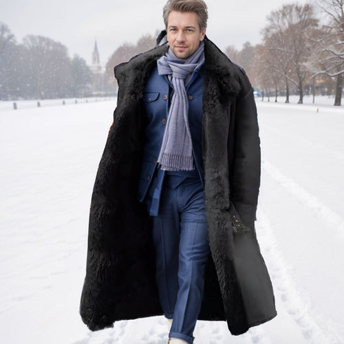 Herren Langer Relaxed-Fit Mantel mit Teddykragen und verdeckter Knopfleiste Shop Nory