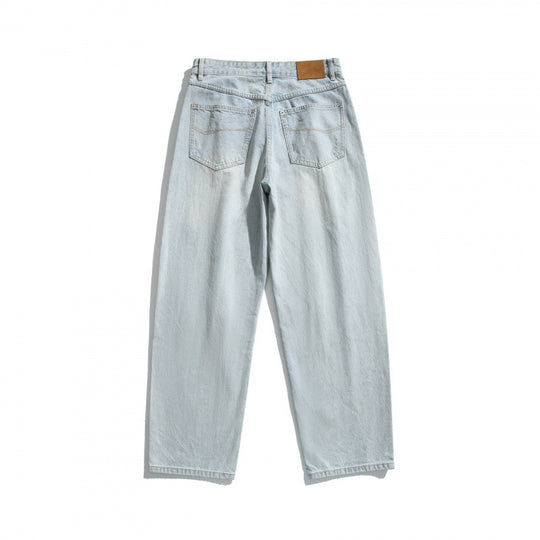 Damen Baggy-Denimhose mit hohem Bund, Destroyed-Details und geradem Bein Shop Nory