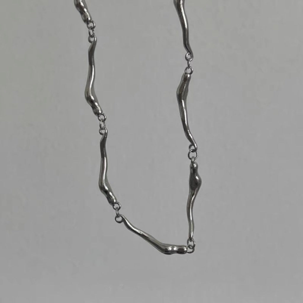 Damen Kette aus hochwertigem Edelstahl mit modernem Wellen-Design Shop Nory