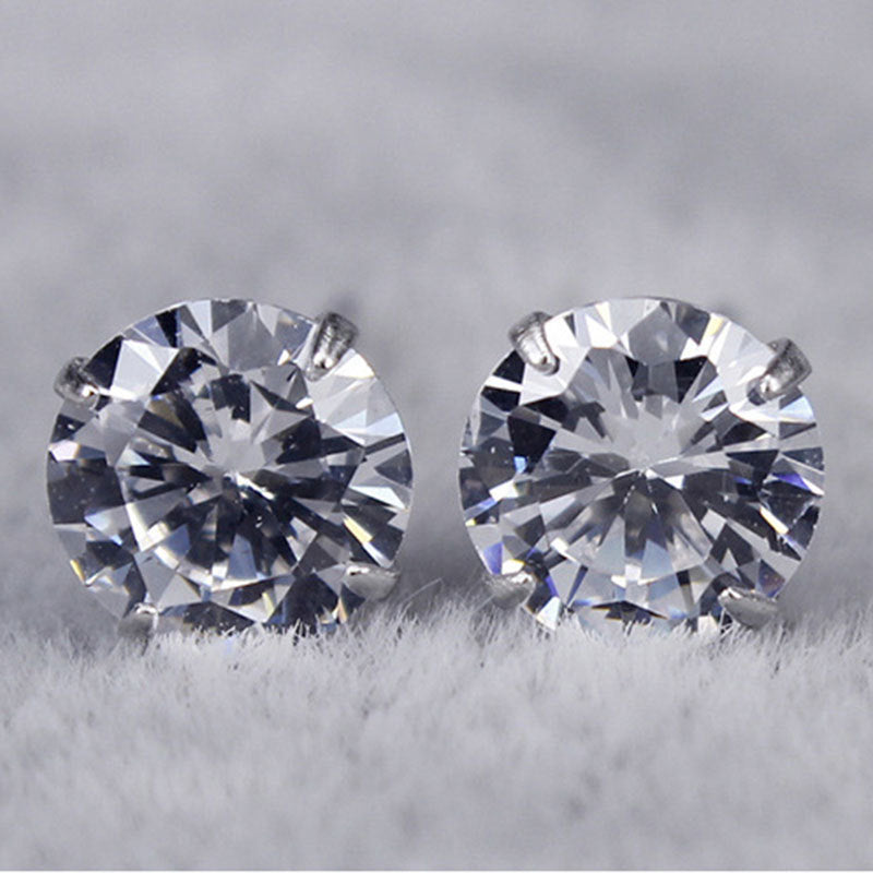 Feine Zirkonia Ohrstecker mit Krappenfassung Sterlingsilber