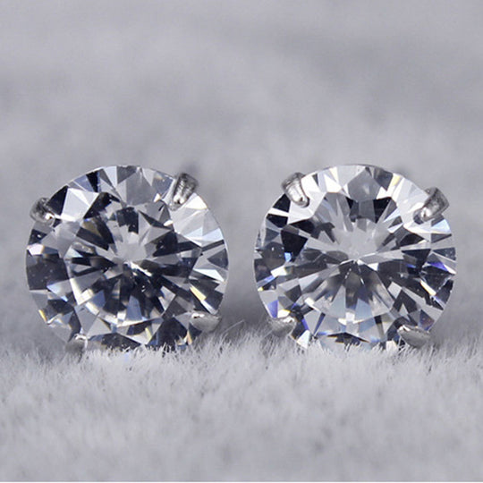 Feine Zirkonia Ohrstecker mit Krappenfassung Sterlingsilber