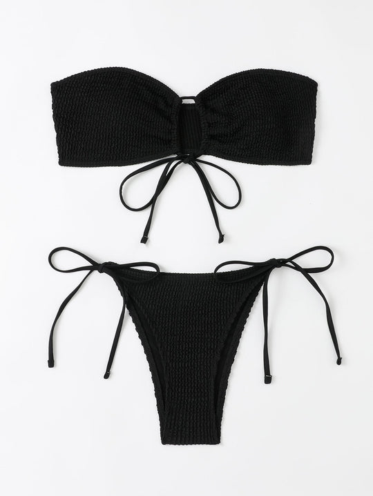 Damen Bandeau-Bikini-Set mit Klettverschluss und verstellbaren BindShopnoryändern